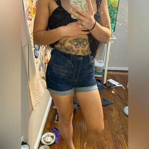 American Eagle Curvy Hi Rise Shortie jean shorts